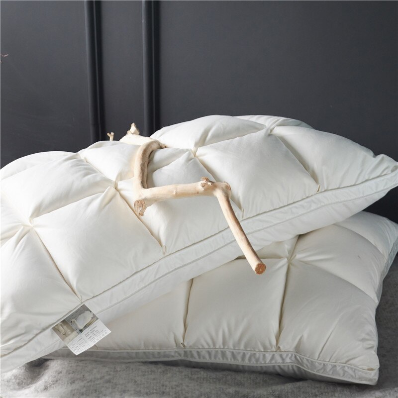 Natural Goose Down Rectangle Shaped Pillow for Sleeping 2 pcs Set