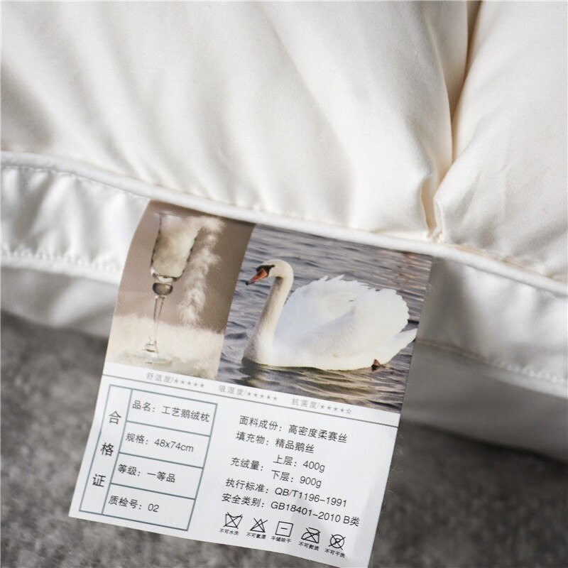 Natural Goose Down Rectangle Shaped Pillow for Sleeping 2 pcs Set