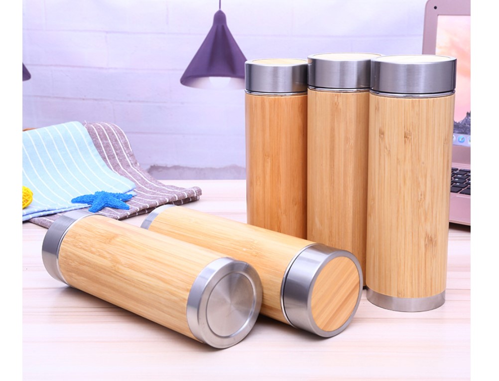 Bamboo and Stainless Steel Water Bottle