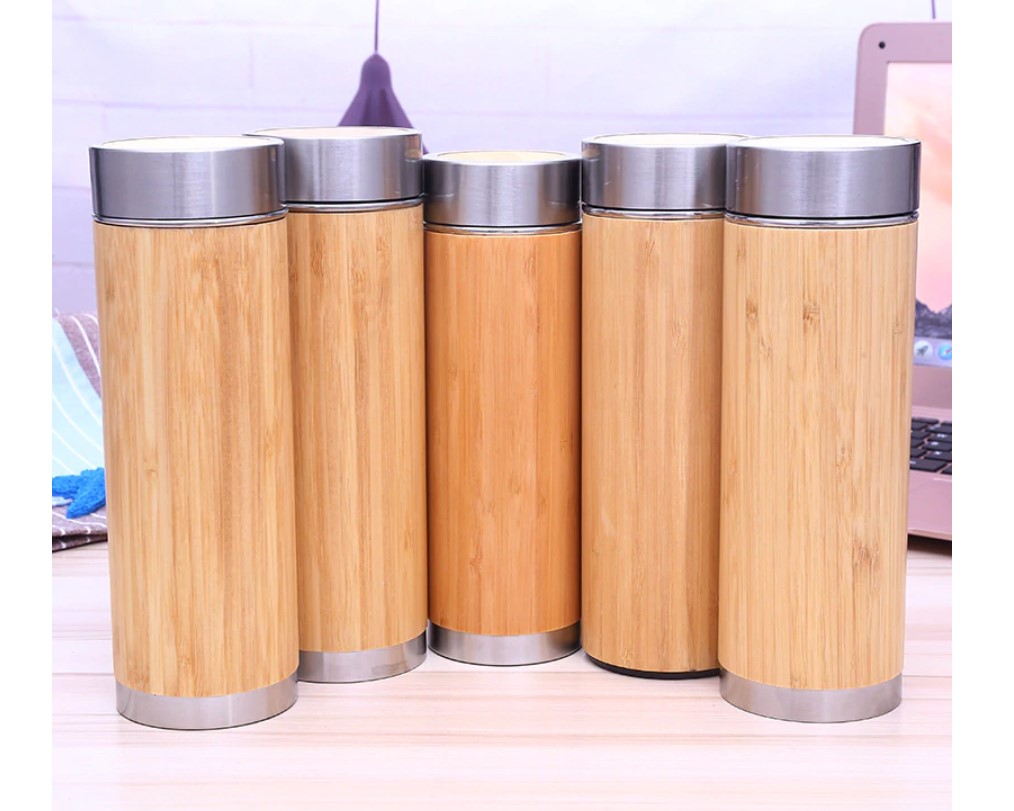 Bamboo and Stainless Steel Water Bottle