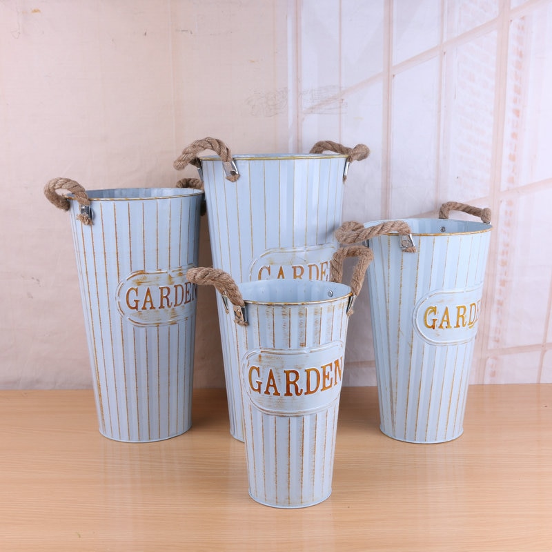 Vintage Wrought Iron Flower Buckets Vintage Wrought Iron Flower Buckets