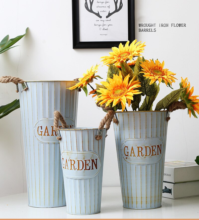 Vintage Wrought Iron Flower Buckets Vintage Wrought Iron Flower Buckets