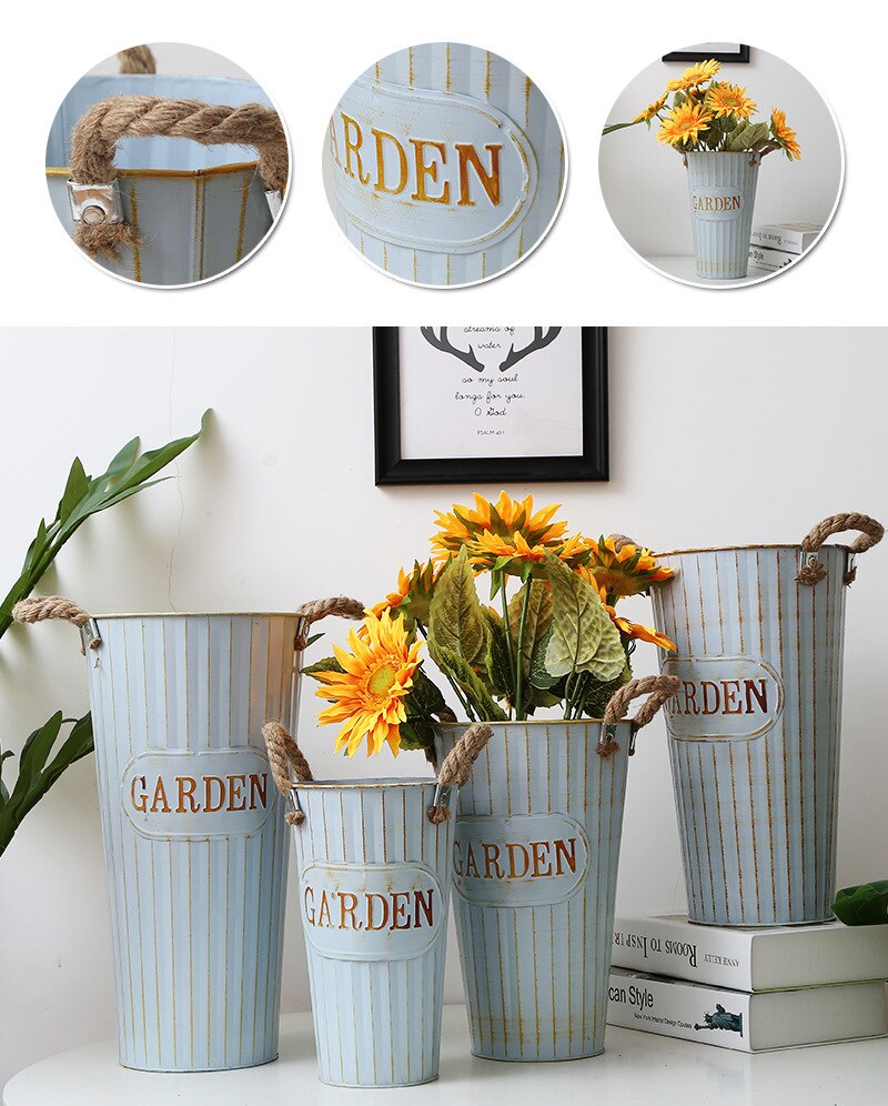 Vintage Wrought Iron Flower Buckets Vintage Wrought Iron Flower Buckets