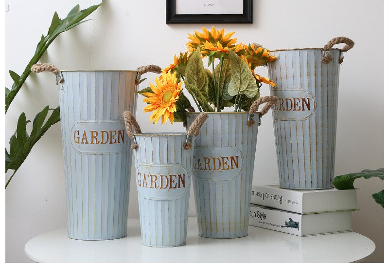 Vintage Wrought Iron Flower Buckets Vintage Wrought Iron Flower Buckets