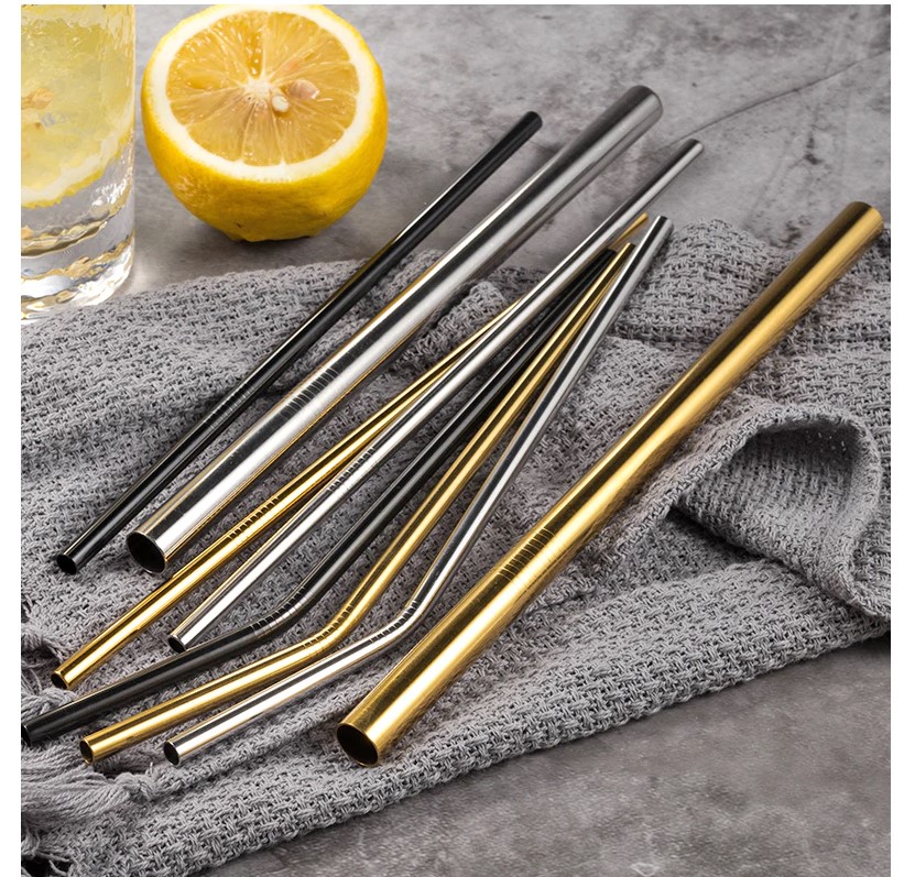 304 Stainless Steel Drinking Straws 4/8 Pcs Set