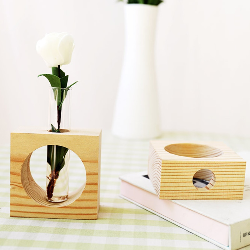 Fashion Glass Vase with Wooden Tray